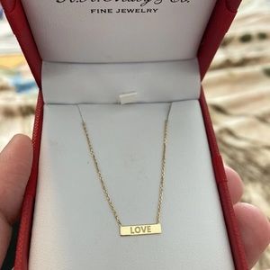 New love bar necklace in solid 10k gold
